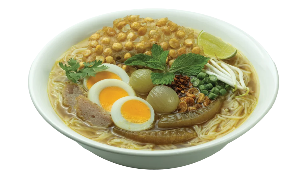 Prepared bowl of Mawlamyine Mohingar